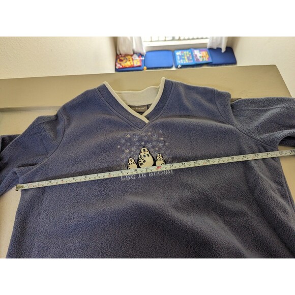 Croft & Barrow Long Sleeve Sweater Blue Christmas Let it Snow Penguin Size PL - Picture 5 of 13